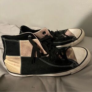 Black and Tan High-Top Sneakers